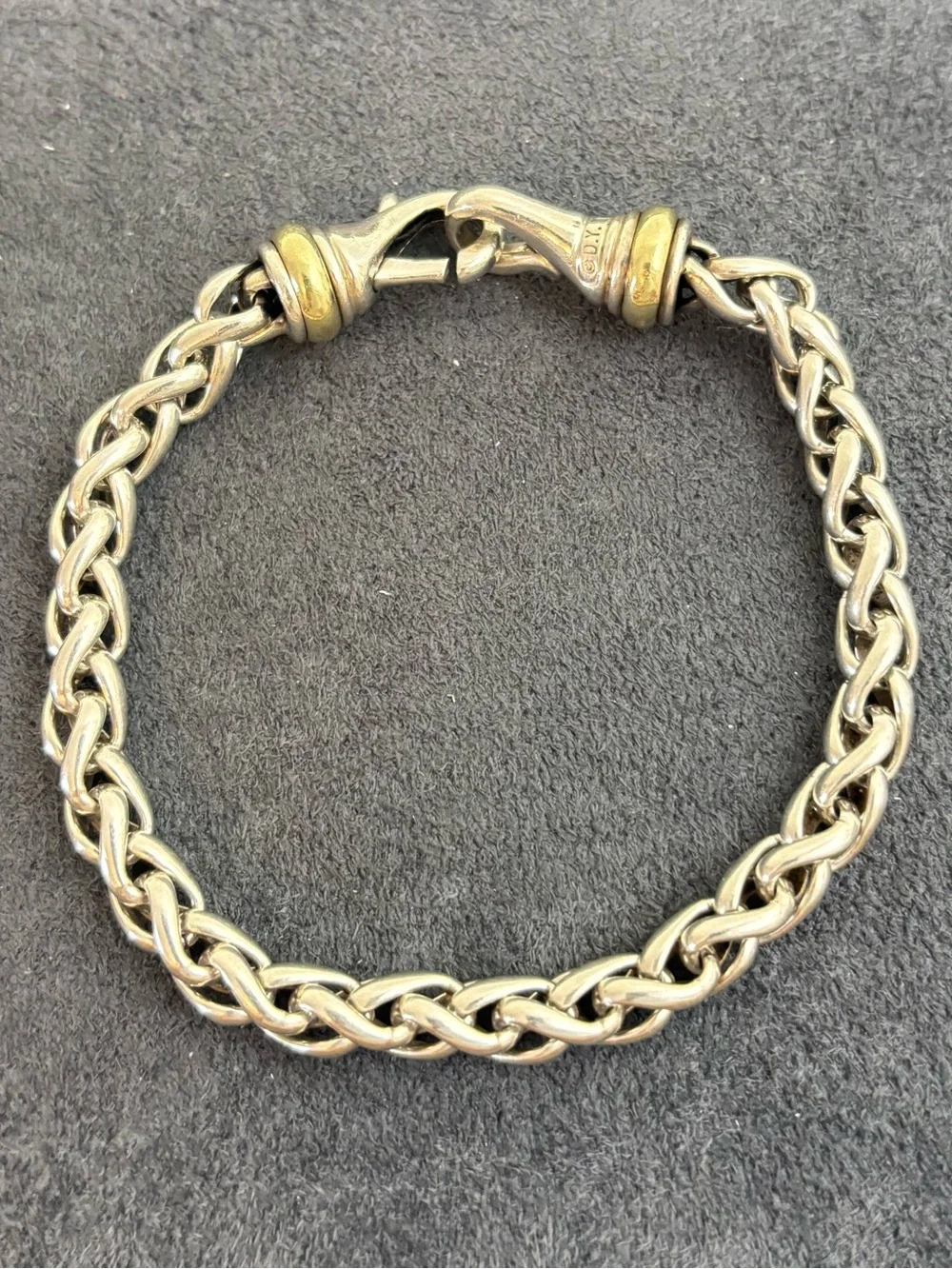 David Yurman 925 & 14k Gold 6mm Wheat Chain Bracelet 6.5-7